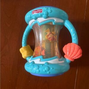 Fisher-Price Teal Ocean Rattle with Coral and Yellow Fish Accents